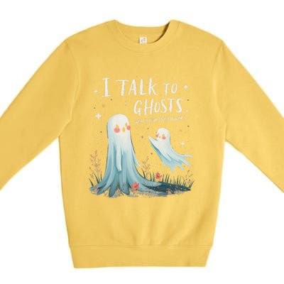 I Talk To Ghosts WhatS Your Superpower Cute Halloween Ghost Premium Crewneck Sweatshirt