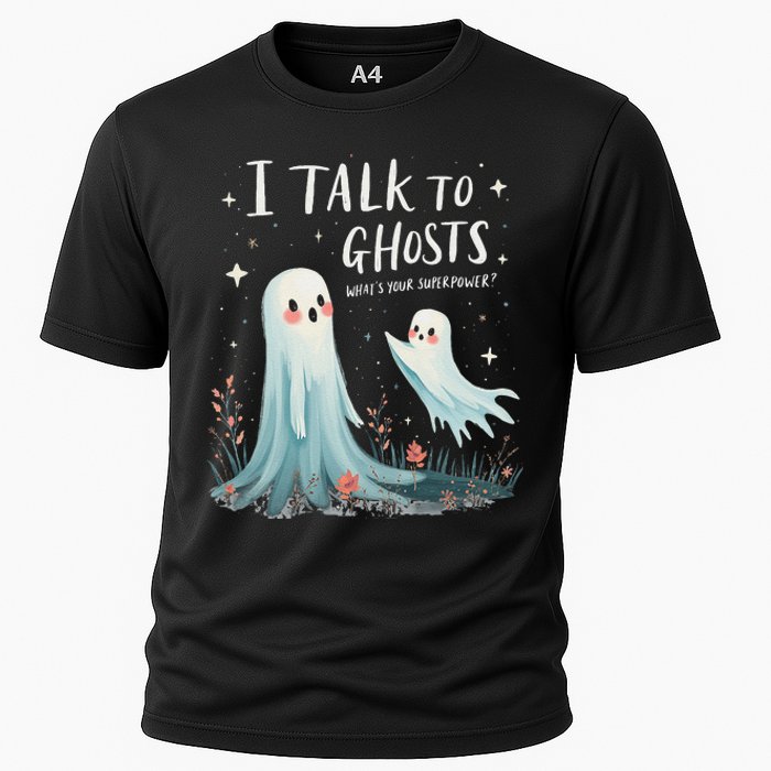 I Talk To Ghosts WhatS Your Superpower Cute Halloween Ghost Cooling Performance Crew T-Shirt