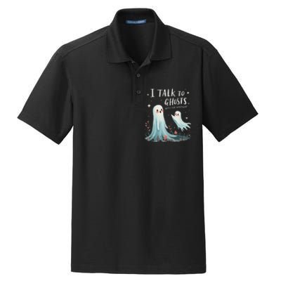 I Talk To Ghosts WhatS Your Superpower Cute Halloween Ghost Dry Zone Grid Polo