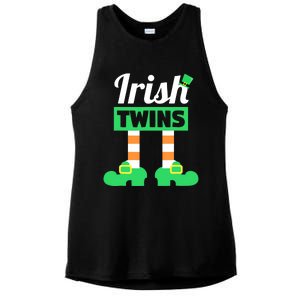 Irish Twins Tee Funny Matching St Patricks Day Twins Ladies PosiCharge Tri-Blend Wicking Tank