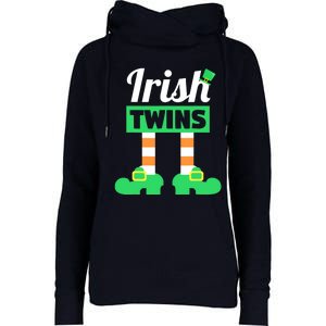 Irish Twins Tee Funny Matching St Patricks Day Twins Womens Funnel Neck Pullover Hood