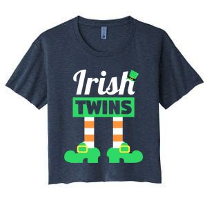 Irish Twins Tee Funny Matching St Patricks Day Twins Women's Crop Top Tee