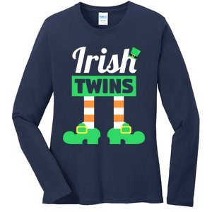 Irish Twins Tee Funny Matching St Patricks Day Twins Ladies Long Sleeve Shirt