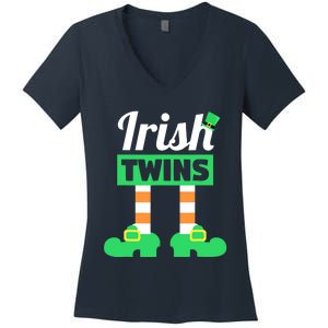 Irish Twins Tee Funny Matching St Patricks Day Twins Women's V-Neck T-Shirt