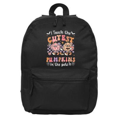 I Teach The Cutest Pumpkins In The Patch Retro Teacher Fall 16 in Basic Backpack