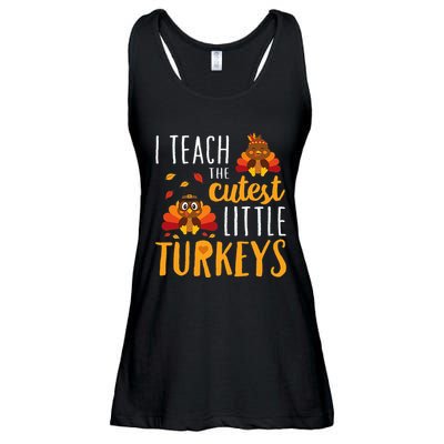 I Teach The Cutest Little Turkeys School Thankful Ladies Essential Flowy Tank