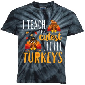 I Teach The Cutest Little Turkeys School Thankful Kids Tie-Dye T-Shirt