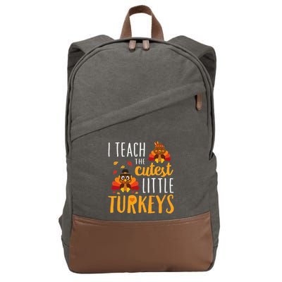 I Teach The Cutest Little Turkeys School Thankful Cotton Canvas Backpack