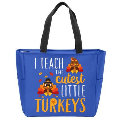 I Teach The Cutest Little Turkeys School Thankful Zip Tote Bag