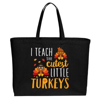 I Teach The Cutest Little Turkeys School Thankful Cotton Canvas Jumbo Tote