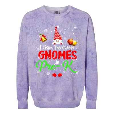 I Teach The Cutest Gnomes In Prek Xmas Teacher Gnome Gift Colorblast Crewneck Sweatshirt