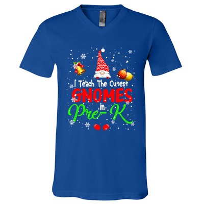 I Teach The Cutest Gnomes In Prek Xmas Teacher Gnome Gift V-Neck T-Shirt