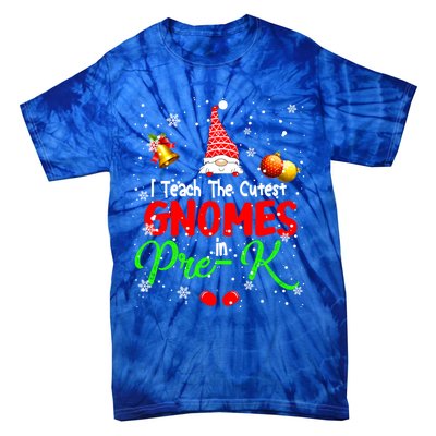 I Teach The Cutest Gnomes In Prek Xmas Teacher Gnome Gift Tie-Dye T-Shirt