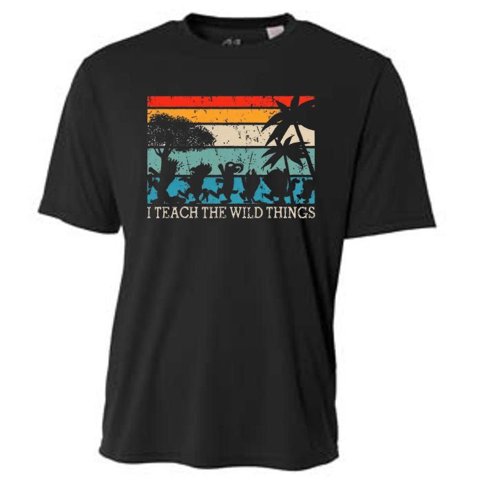 I Teach The Wild Things Vintage Retro Teacherlife Cooling Performance Crew T-Shirt