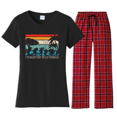 I Teach The Wild Things Vintage Retro Teacherlife Women's Flannel Pajama Set