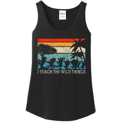 I Teach The Wild Things Vintage Retro Teacherlife Ladies Essential Tank