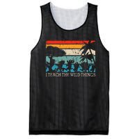 I Teach The Wild Things Vintage Retro Teacherlife Mesh Reversible Basketball Jersey Tank