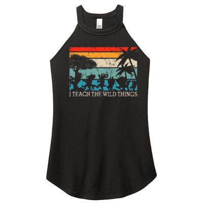 I Teach The Wild Things Vintage Retro Teacherlife Women’s Perfect Tri Rocker Tank