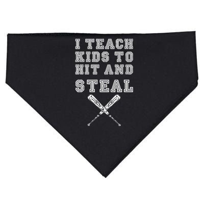 I Teach To Hit And Steal Baseball Coach USA-Made Doggie Bandana