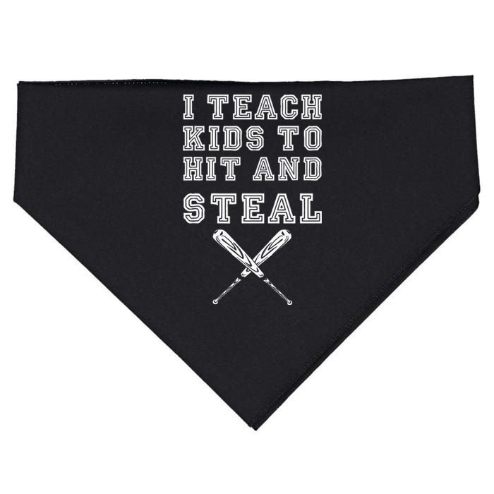 I Teach To Hit And Steal Baseball Coach USA-Made Doggie Bandana