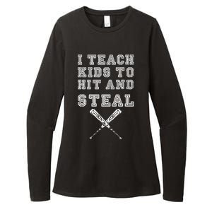 I Teach To Hit And Steal Baseball Coach Womens CVC Long Sleeve Shirt