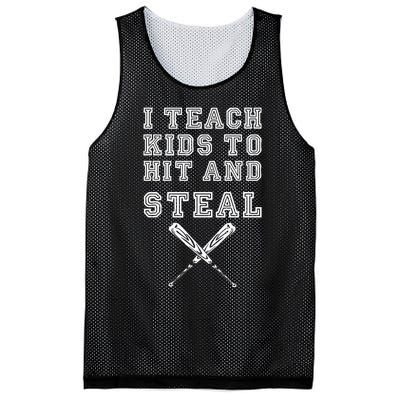 I Teach To Hit And Steal Baseball Coach Mesh Reversible Basketball Jersey Tank