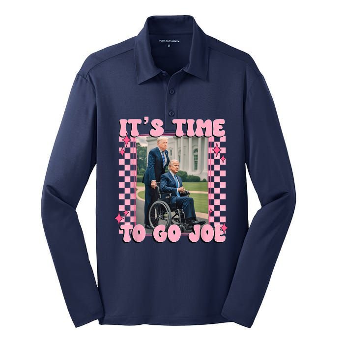 Its Time To Go Joe Funny Trump 2024 Silk Touch Performance Long Sleeve Polo