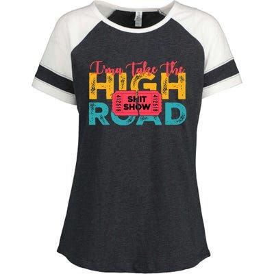 IMa Take The High Road Shitshow Vintage Design Enza Ladies Jersey Colorblock Tee