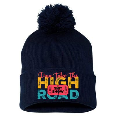 IMa Take The High Road Shitshow Vintage Design Pom Pom 12in Knit Beanie