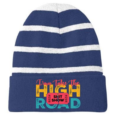 IMa Take The High Road Shitshow Vintage Design Striped Beanie with Solid Band