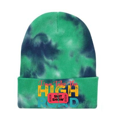 IMa Take The High Road Shitshow Vintage Design Tie Dye 12in Knit Beanie