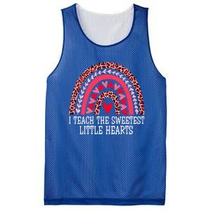 I Teach The Sweetest Hearts Teacher Rainbow Valentines Day Funny Gift Mesh Reversible Basketball Jersey Tank