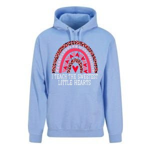 I Teach The Sweetest Hearts Teacher Rainbow Valentines Day Funny Gift Unisex Surf Hoodie