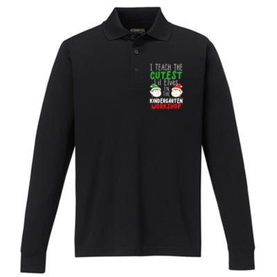 I Teach The Cutest Little In The Kindergarten Workshop Gift Performance Long Sleeve Polo