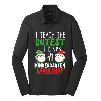 I Teach The Cutest Little In The Kindergarten Workshop Gift Silk Touch Performance Long Sleeve Polo