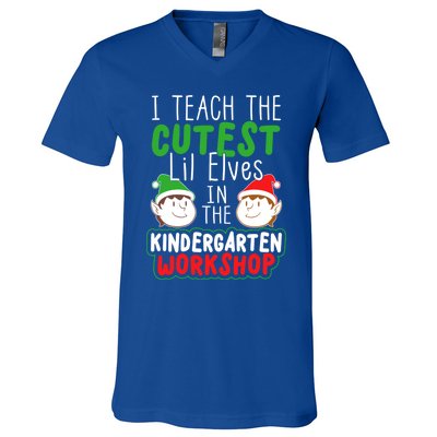 I Teach The Cutest Little In The Kindergarten Workshop Gift V-Neck T-Shirt