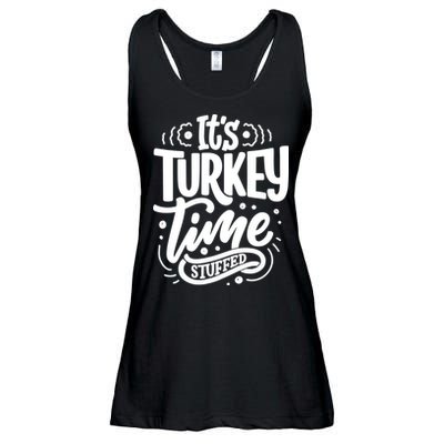 It's Turkey Time Stuffed Thanksgiving Ladies Essential Flowy Tank