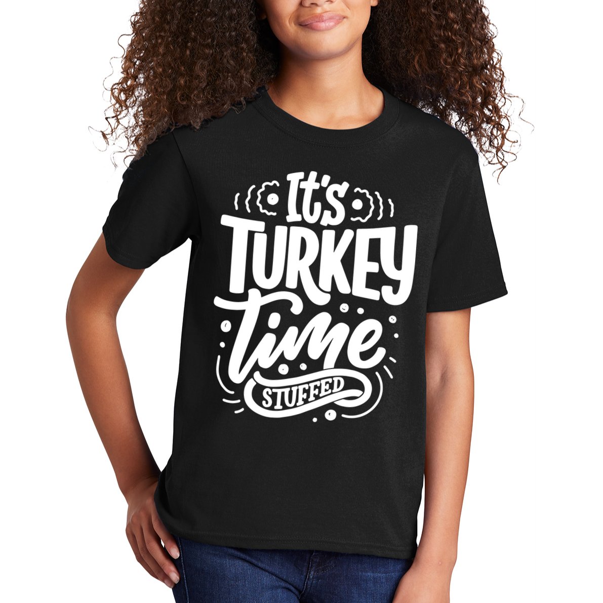 It's Turkey Time Stuffed Thanksgiving Kids T-Shirt