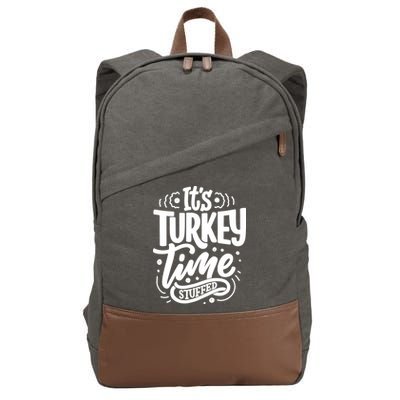 It's Turkey Time Stuffed Thanksgiving Cotton Canvas Backpack