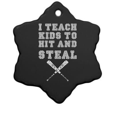 I Teach To Hit And Steal Baseball Coach Ceramic Star Ornament