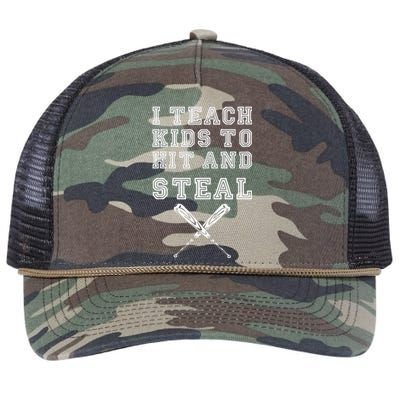 I Teach To Hit And Steal Baseball Coach Retro Rope Trucker Hat Cap