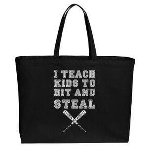 I Teach To Hit And Steal Baseball Coach Cotton Canvas Jumbo Tote