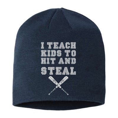 I Teach To Hit And Steal Baseball Coach Sustainable Beanie