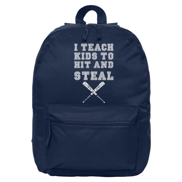 I Teach To Hit And Steal Baseball Coach 16 in Basic Backpack