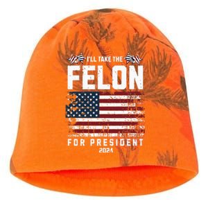 ILl Take The Felon For President 2024 Trump American Flag Kati - Camo Knit Beanie