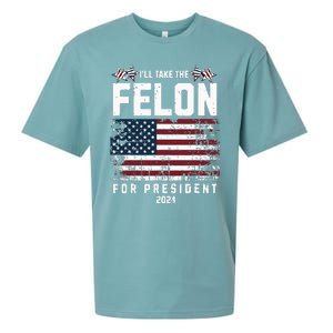 ILl Take The Felon For President 2024 Trump American Flag Sueded Cloud Jersey T-Shirt