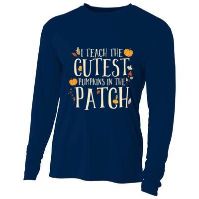 I Teach The Cutest Pumpkins In The Patch Teacher Fall Season Cooling Performance Long Sleeve Crew