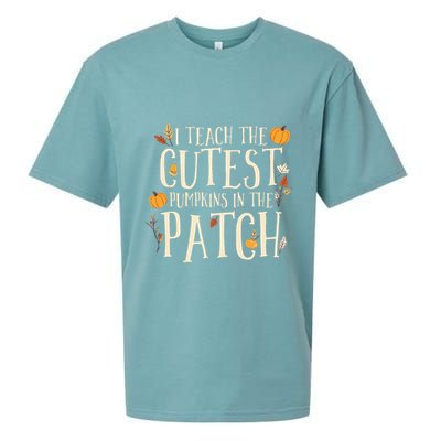 I Teach The Cutest Pumpkins In The Patch Teacher Fall Season Sueded Cloud Jersey T-Shirt