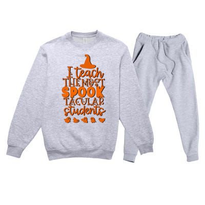 I Teach The Most Spook Tacular Students Halloween Teacher Premium Crewneck Sweatsuit Set