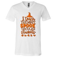 I Teach The Most Spook Tacular Students Halloween Teacher V-Neck T-Shirt